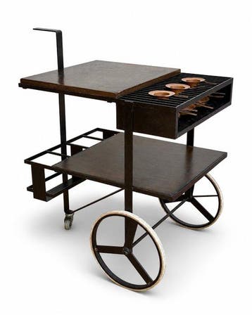 Serveerwagen - Hout, Metaal, Koper, Messing - Bar en