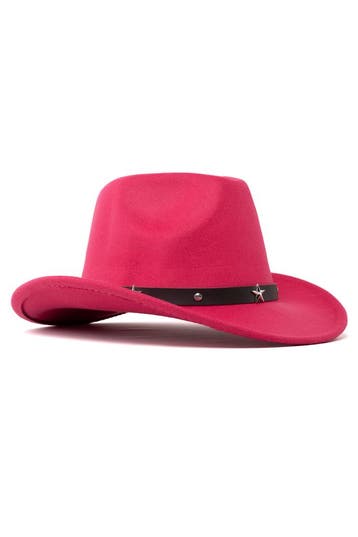 KIMU® Cowboyhoed Roze Wolvilt Ster Roze Cowboy Western Hoed, Ophalen of Verzenden, Nieuw, Carnaval