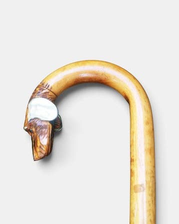 Wandelstok - Bamboe - Hondenkop bamboe zilver
