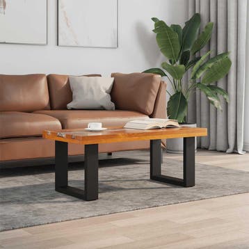 vidaXL Salontafel massief teakhout hars 100x50 cm, Huis en Inrichting, Tafels | Salontafels, Verzenden, Teakhout, Nieuw, 100 tot 150 cm