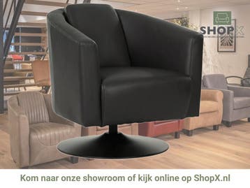 Leren draaifauteuil Press - Massif Nero (zwart) -, Bohemian, Klassiek, Retro, Romantisch, Vintage, Nieuw, Ophalen of Verzenden