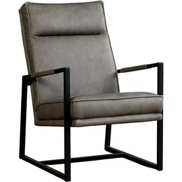 Leren fauteuil Square - Rancho Steel (grijs), Nieuw, Ophalen of Verzenden, 50 tot 75 cm, Industrieel, Modern