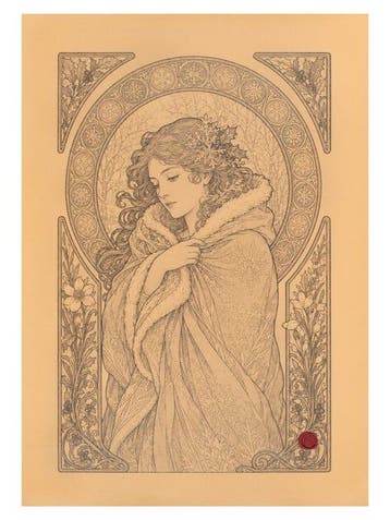 Winterallegorie – Afdruk op Leder 72,50 x 47,00 cm -