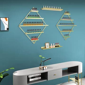 Wandmontage Nagellakrek – 5 Lagen Ruitvorm Goud, Set van 2, Verzenden, Nieuw