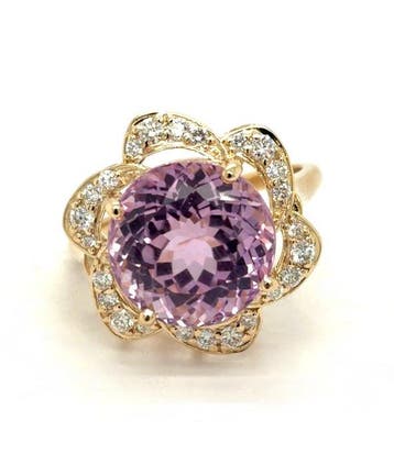 Ring - 14 karaat Geel goud - 8.48ct. tw. Kunziet - Diamant, Nieuw
