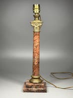 Tafellamp - Verguld messing, Rouge de France Marmer - Empire