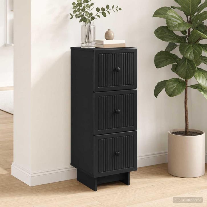 vidaXL Ladenkast Zwart 33 x 34,5 x 90 cm Bewerkt hout, Huis en Inrichting, Kasten | Overige, Nieuw, Verzenden
