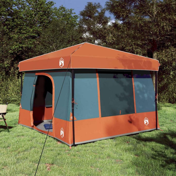 vidaXL Camping Tent Set met dak 2 pcs Grijs en Oranje, Caravans en Kamperen, Tenten, Nieuw, Verzenden