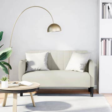 vidaXL Loveseat bank 109 cm fluweel crèmekleurig, Verzenden, Nieuw, Stof