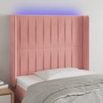 vidaXL Hoofdbord LED 83x16x118/128 cm fluweel roze, Verzenden, Nieuw, Stof