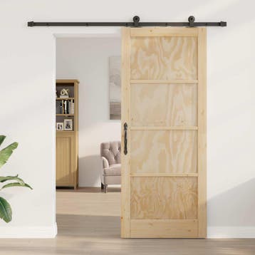 vidaXL Schuifdeur 86 x 211 cm Bewerkt hout Naturel en Zwart, Verzenden, Nieuw