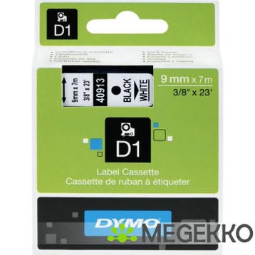 Dymo Tape D1 9mm x 7m Black/White Dymotype: 40913, Verzenden, Nieuw