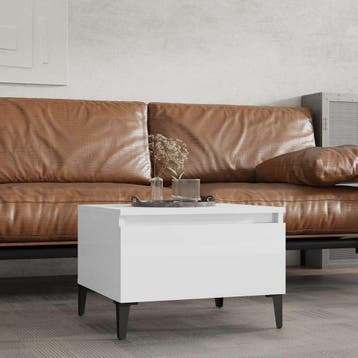 vidaXL Bijzettafel 50x46x35 cm bewerkt hout hoogglans wit, Verzenden, Nieuw, Minder dan 45 cm
