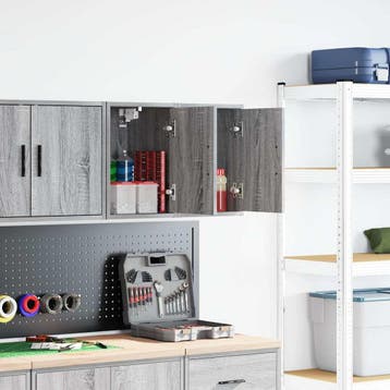 vidaXL Garagewandkasten 2 st spaanplaat Sonoma grijs, Verzenden, Nieuw