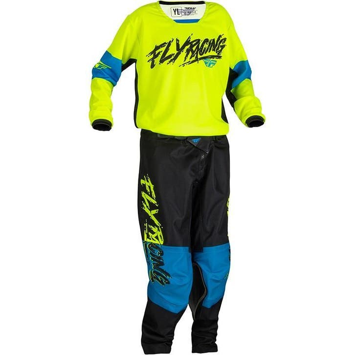 Kinder Crosspak Fly Racing Kinetic Fluo Geel / Blauw, Motoren, Kleding | Motorkleding, Motorcrosskleding, Kinderen, Nieuw met kaartje