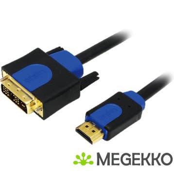 LogiLink CHB3103 video kabel adapter  DVI- HDMI zwart/blauw, Verzenden, Nieuw