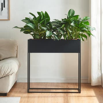 Plantenstandaard Joensuu 80x80x25 cm staal zwart [en.casa], Tuin en Terras, Bloempotten, Verzenden, Nieuw