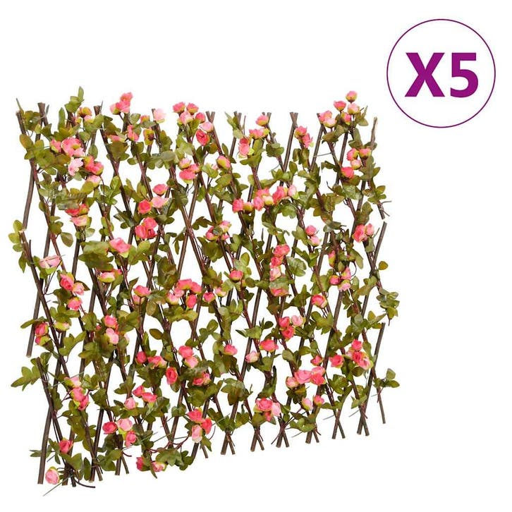 vidaXL Kunstplant klimop latwerk 5 st uittrekbaar 180x60 cm, Tuin en Terras, Schuttingen, Nieuw, Kunststof, Minder dan 1 meter