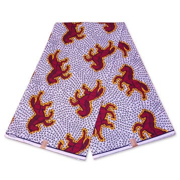 VLISCO stof Hollandais Afrikaanse Wax print - Wit / Rode Jum, Ophalen of Verzenden, Nieuw