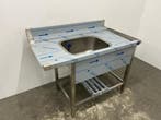 RVS aanvoertafel met spoelbak voor aansluiting doorschuiver, Ophalen of Verzenden, Nieuw zonder verpakking, RVS Meubilair