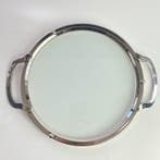 Dienblad - Art Deco centerstuk met glas - Verzilverd, Glas -
