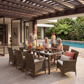 Aluminium wicker zitgroep Menorca 8+1 met beschermhoes, Tuin en Terras, Verzenden, Nieuw