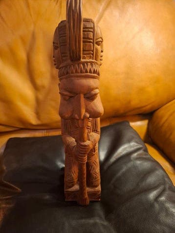 Vintage 1987 Signed A.A. FAKEYE Yoruba Wood Carving – Esu