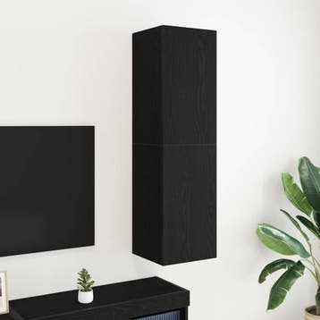 vidaXL Wand TV Kast 30,5 x 30 x 110 cm Zwart Eiken Bewerkt, Minder dan 50 cm, Verzenden, 100 tot 150 cm, Nieuw