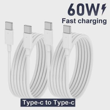 USB-C naar USB-C Kabel 60W Snellader & 480Mbps Data | Univer, Verzenden, Nieuw
