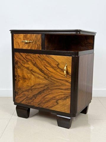 Bijzettafel - Hout - Art Deco burl-walnootbedden