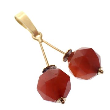 Gouden Cherry hanger met carneool (Hanger of bedel), Ophalen of Verzenden, Gebruikt, Goud, Overige merken