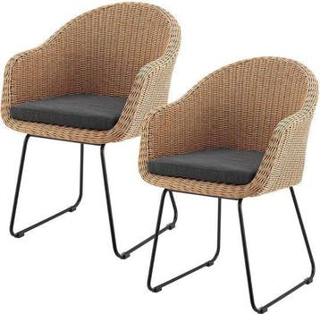 2dekans | Juskys – Cody Rotan Tuinstoelen Set van 2 – 59 x, Ophalen of Verzenden, Zo goed als nieuw