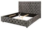 Design tweepersoonsbed PARIS 160x200cm grijs fluweel, Ophalen of Verzenden, Nieuw