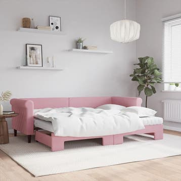 vidaXL Slaapbank onderschuifbed en matrassen 80x200 cm, Eenpersoons, Verzenden, Nieuw, 80 cm