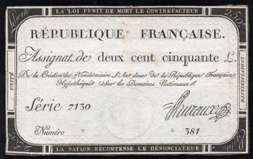France Assignat Über 250 Livres 7 Vendemiaire Lan 2 Nat.., Verzenden