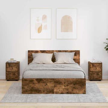 vidaXL Nachtkastjes 2 st Gerookt eiken 30,5 x 30 x 43 cm, Huis en Inrichting, Slaapkamer | Nachtkastjes, Minder dan 45 cm, Verzenden