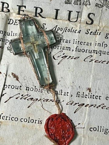 Reliekhouder - Kristal, Zilver, Was - 1750-1800 - Heilige, Antiek en Kunst