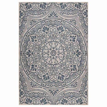 vidaXL Buitenkleed met patroon platgeweven 140x200 cm blauw, Verzenden, Nieuw, Blauw