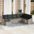 vidaXL Tuin Sofa Set met kussen met opslag 8 pcs poly rattan, Verzenden, Nieuw, Rotan