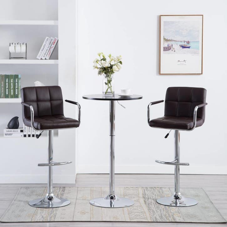 vidaXL Barstoelen 2 st kunstleer bruin, Huis en Inrichting, Barkrukken, Nieuw, Verzenden