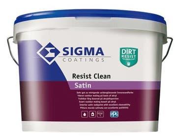 Sigma Resist Clean Satin - Wit - 10 liter (MUURVERF LATEX), Wit, Nieuw, Ophalen of Verzenden, Verf
