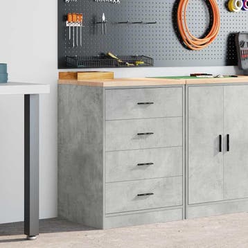 vidaXL Garagekast 60x51x85 cm massief grenenhout betongrijs, Verzenden, Nieuw