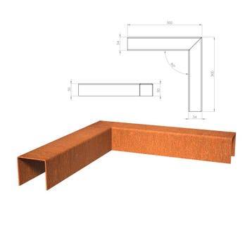 Cortenstaal u-profiel hoek 30x30x5,4x5cm, Tuin en Terras, Overige materialen, Nieuw, Minder dan 25 cm, Border