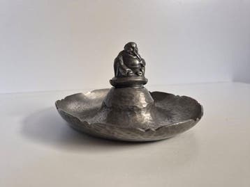 GERO - Tinnen figuurtje - Tinnen schaaltje met Boedha, Antiek en Kunst