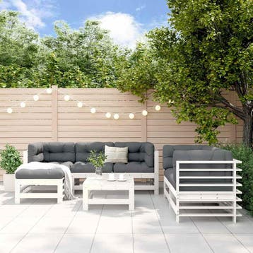 vidaXL 7-delige Loungeset massief grenenhout wit, Verzenden, Nieuw, 7 zitplaatsen, Loungeset