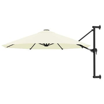 vidaXL Wandparasol met metalen paal 300 cm zandkleurig, Verzenden, Nieuw, 3 tot 4 meter, Muurparasol