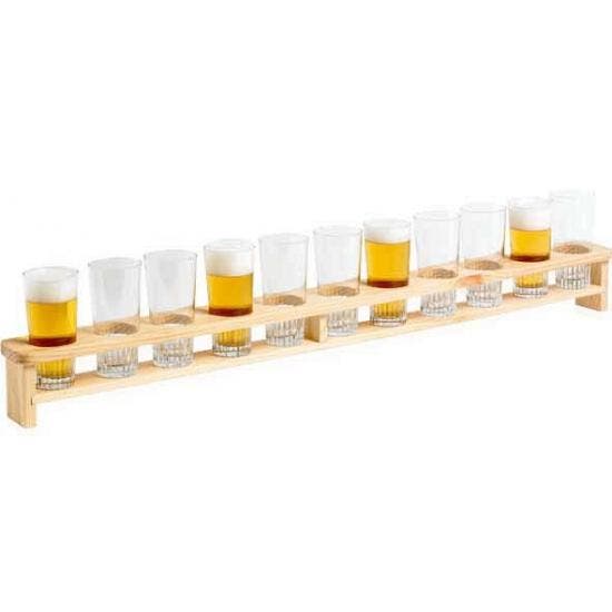 Houten dienblad bierlat 1 meter bier voor 11 bierglazen - .., Hobby en Vrije tijd, Feestartikelen, Ophalen of Verzenden