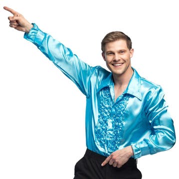Disco Blouse Lichtblauw, Verzenden, Nieuw, Feestartikel