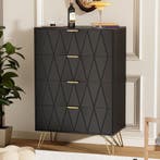 Commode - Dressoir - Ladekast - 4 Lades - Zwart - UEV, Verzenden, Zo goed als nieuw