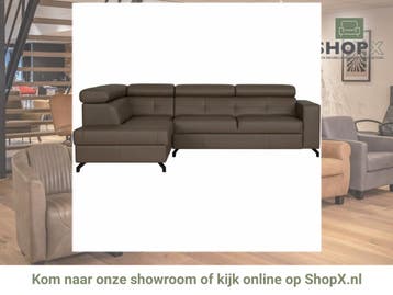 Leren hoekbank Nova - 2.5-zits arm rechts + Longchair arm, 250 tot 300 cm, Bohemian, Industrieel, Modern, Scandinavisch, Hoekbank